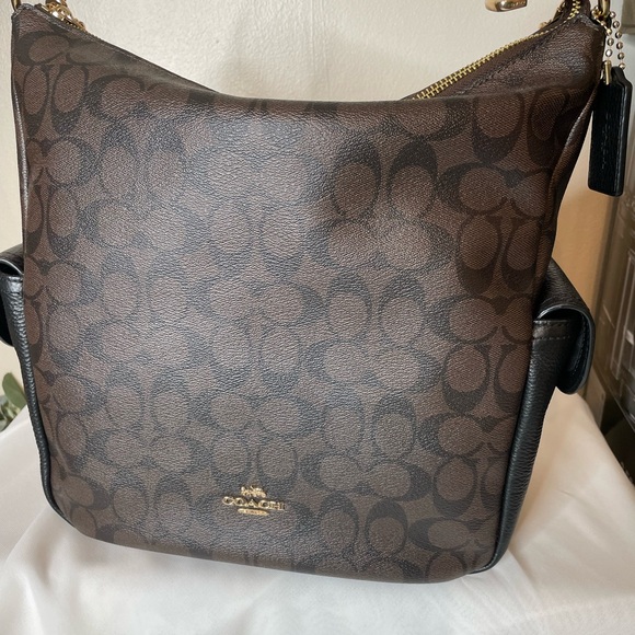 Coach NWT Signature coated canvas and refined pebble leather shoulder bag - Picture 3 of 11